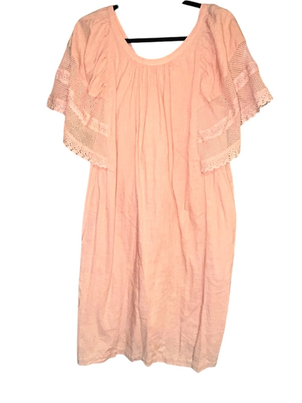 Old Navy Large TALL Dusty Rose Crochet Flutter Sleeve Dress